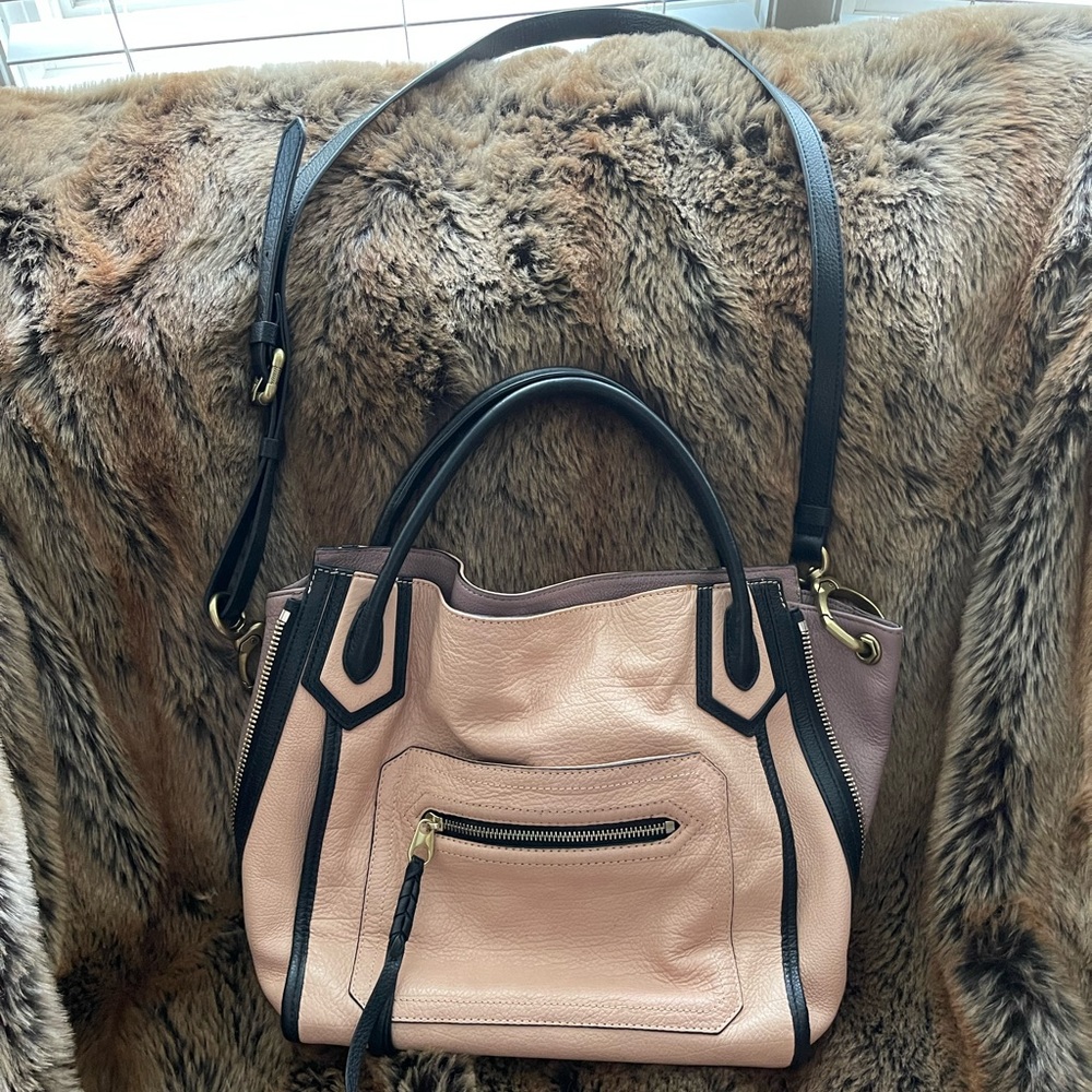 orYANY Italian Leather Satchel- Medium - Ruby/Almond Multi- EXCELLENT CONDITION
